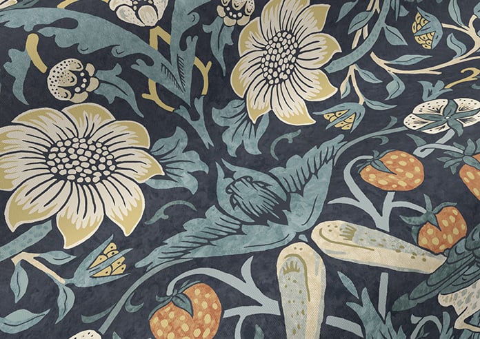 William Morris At Home Strawberry Thief, Indigo - Twist&Fit Roller Blind - Image 4